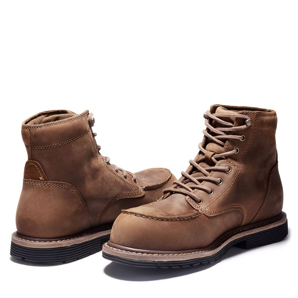 Botas Pro Timberland Argentina Hombre - Pro Millworks 6\" Moc Comp Toe - Marrones - YCQSHN-730